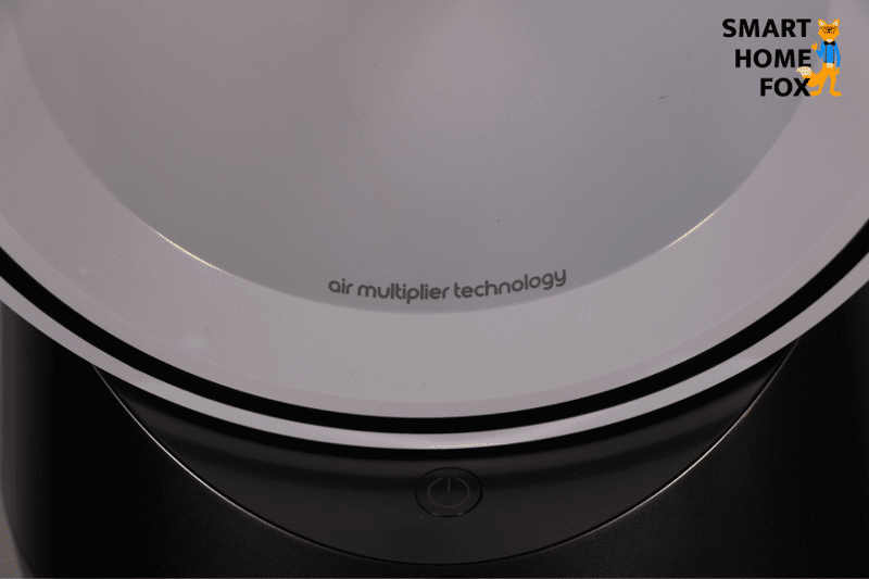 The Air Multiplier Technology logo in the Dyson Pure Hot and Cool HP04 air purifier tower.